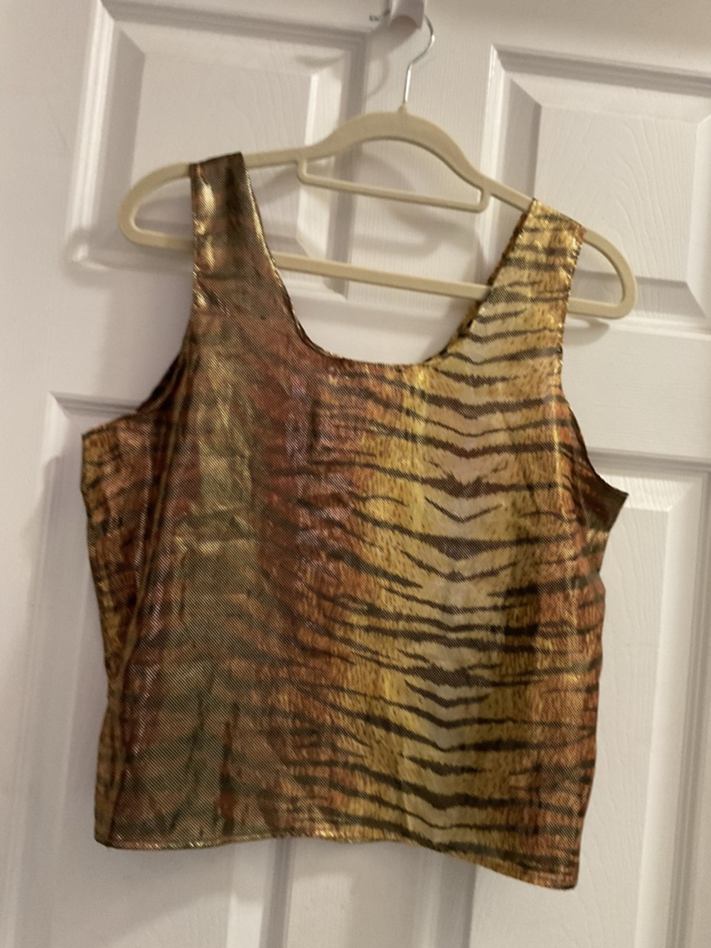 Vintage U Turn metallic shimmer tiger stripe tank top